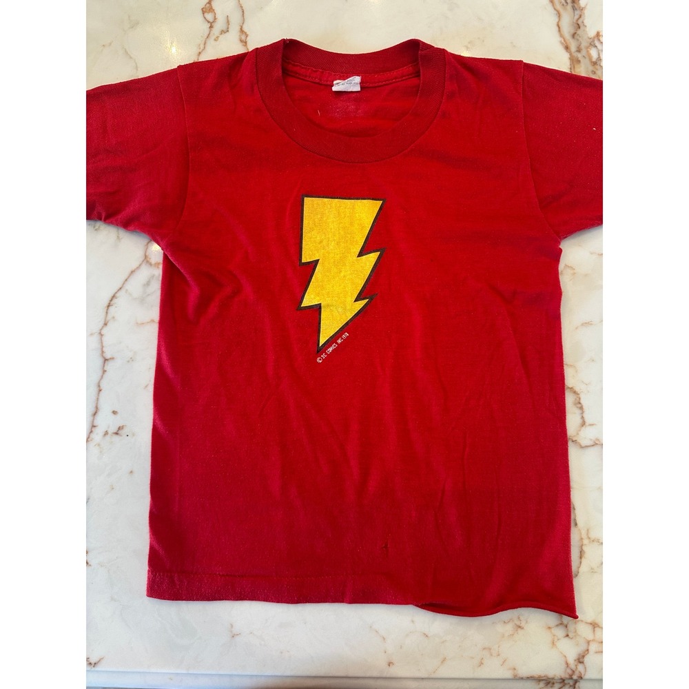 Vintage‎ Shazam T Shirt DC Comics Superhero Lightning Bolt Red USA Kids Size M